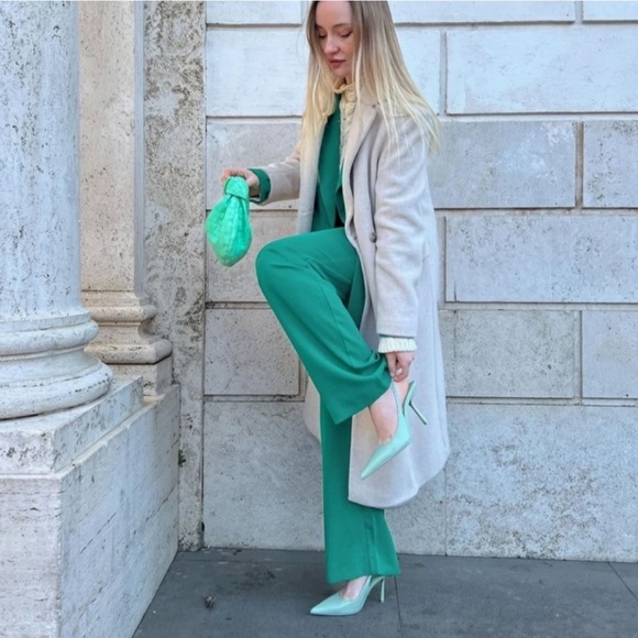 Zara Genuine Leather Mint Green Slingback Heels Sz: 38 (7.5) - Picture 3 of 11